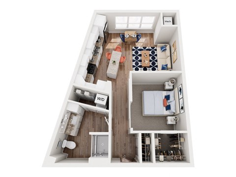 Floor plan for studio, 1 bath, 702 sqft